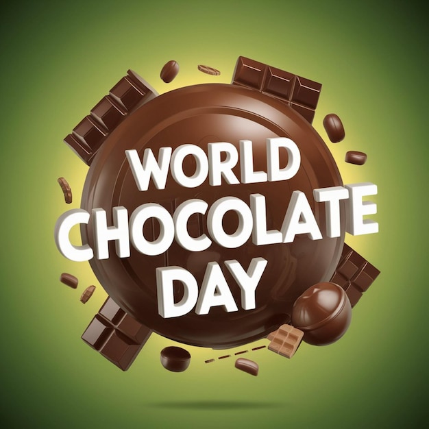 un poster della giornata mondiale del cioccolato con uno sfondo verde
