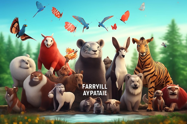 un poster di animali un concetto di giornata mondiale degli animali