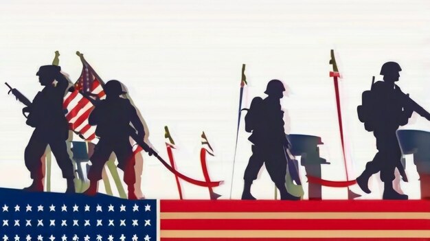 un poster di soldati con bandiere e le parole esercito su di esso