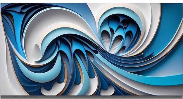Un poster di un'onda blu con sopra la parola oceano.