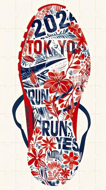 Un poster di un paio di pantofole con le parole run run
