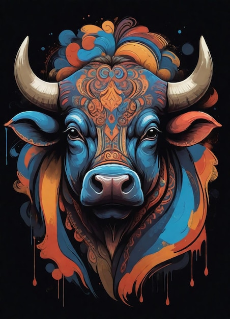 un poster di un toro con uno sfondo colorato e la parola quote la parola quote su di esso