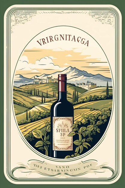 un poster di una bottiglia di vino dalla collezione di vino