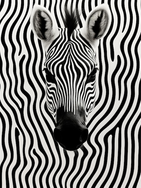 Un poster di zebra in bianco e nero con strisce