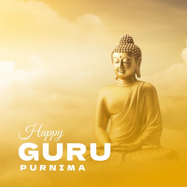 Un poster per felice guru purnima con uno sfondo giallo