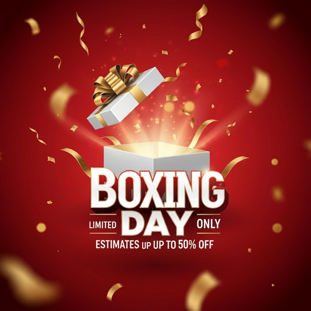 un poster per il Boxing Day con una scatola di Boxing Day