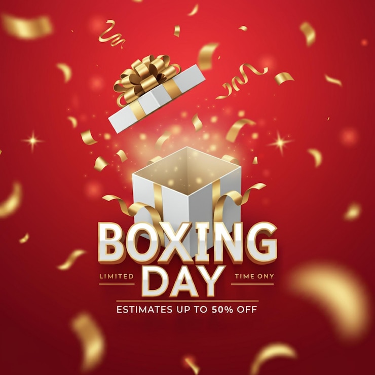 Foto un poster per il boxing day con una scatola di boxing day