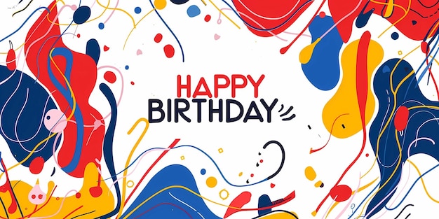 un poster per il buon compleanno con bolle colorate e colorate e le parole buon compleanno