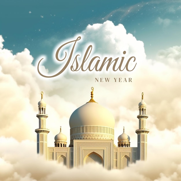 Un poster per il capodanno islamico con uno sfondo bianco