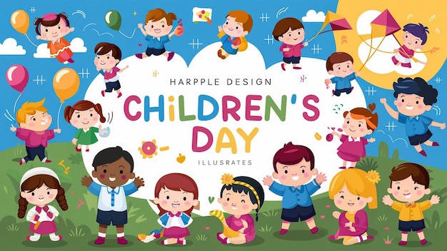 un poster per il compleanno dei bambini con i disegni dei bambini