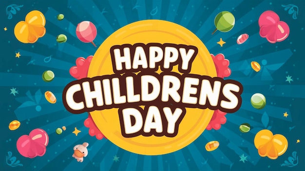 un poster per il giorno dei bambini felici con caramelle colorate e caramelle colori