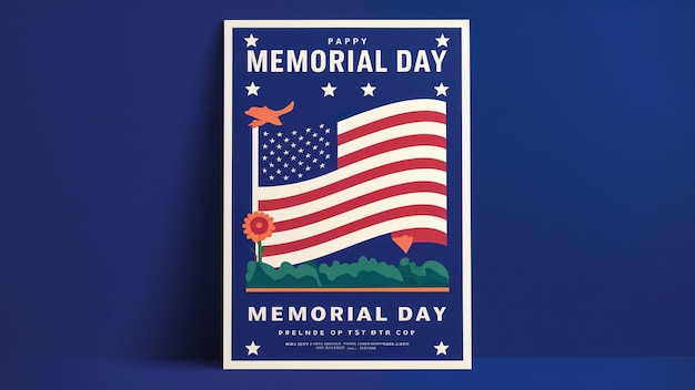 un poster per il giorno del ricordo con una bandiera e uno sfondo blu