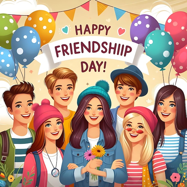 un poster per il giorno dell'amicizia felice con un giorno di amicizia felice
