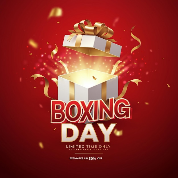 un poster per il giorno della boxe con carta d'oro e carta d'ore su di esso