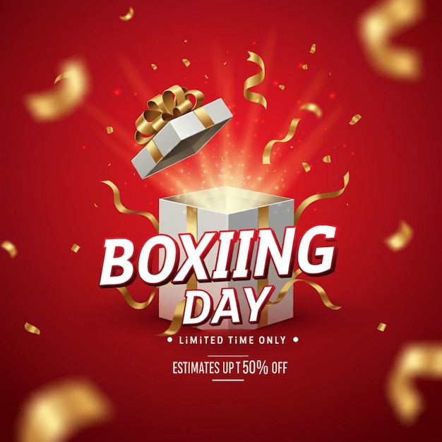 un poster per il giorno della boxe con carta d'oro e carta d'ore su di esso