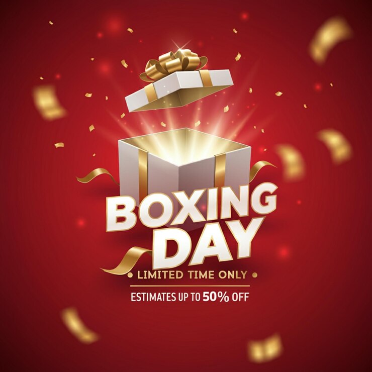 Foto un poster per il giorno della boxe con la foglia d'oro su di esso