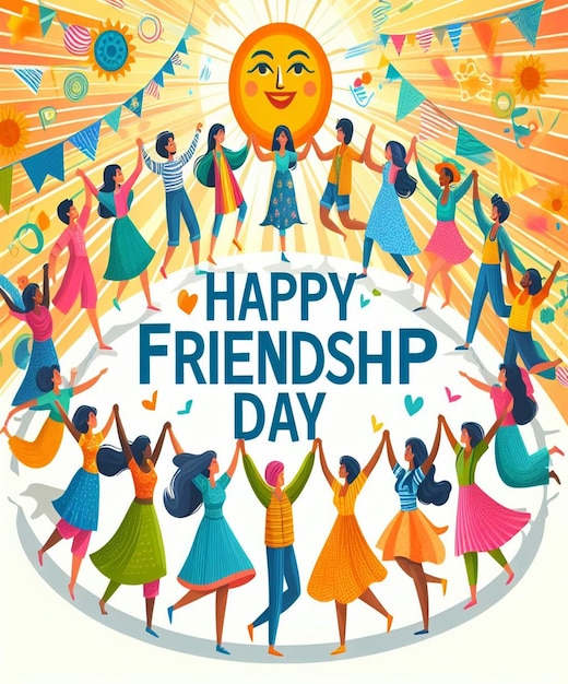 un poster per il giorno della felice amicizia con una felice amicizia