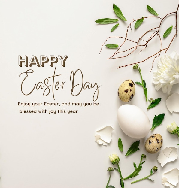 un poster per il giorno di Pasqua con fiori e una citazione di Pasqua