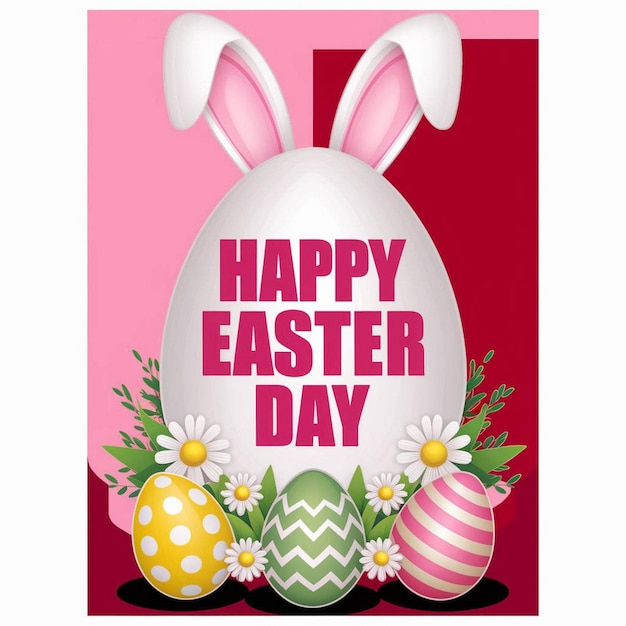 un poster per il giorno di Pasqua con le uova di Pasqua su di esso