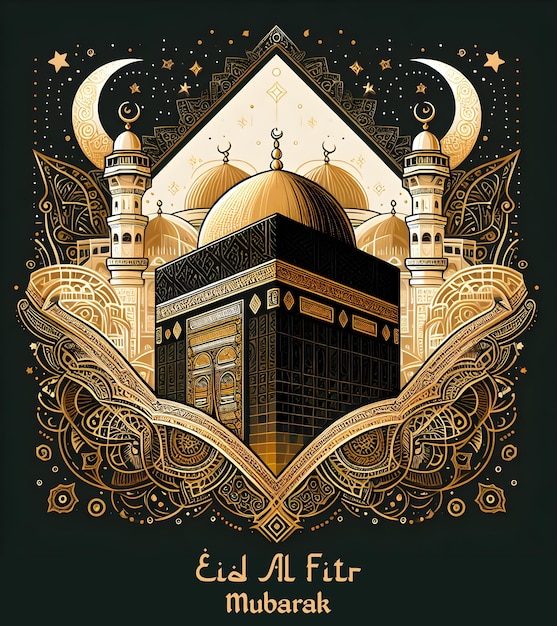 Un poster per il mese di Ramadan biglietto di auguri eid Mubarak Eid al fitr cartellino di auguri islamico