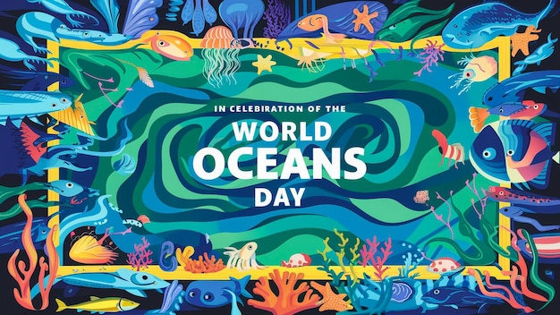 un poster per il mondo dell'oceano per la giornata mondiale