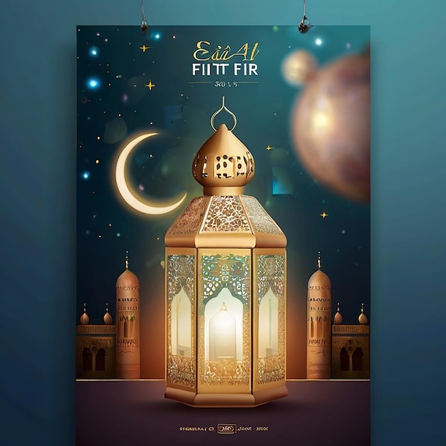 un poster per il mondo marino con una luna e una moschea in cima