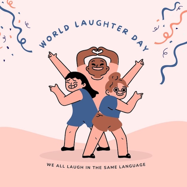 un poster per il nostro mondo felice compleanno con tutti noi ridere nella stessa lingua