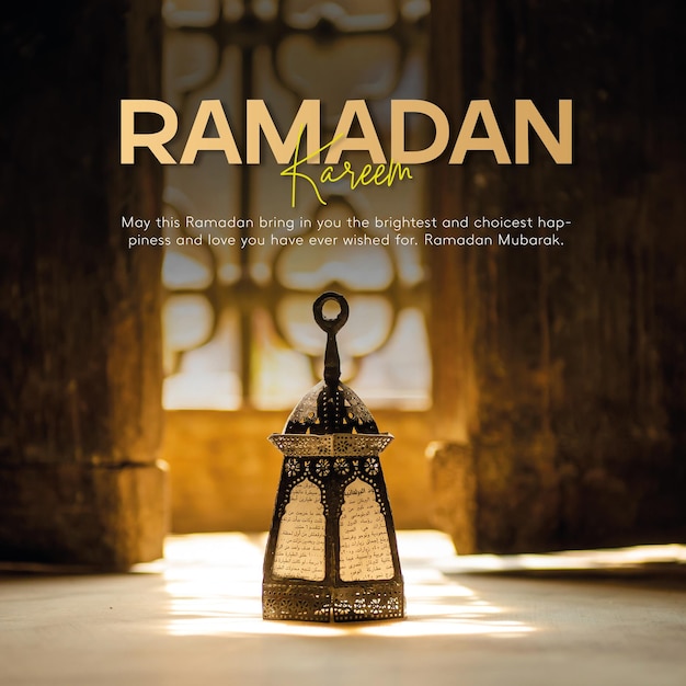 Un poster per il Ramadan con sopra una lanterna