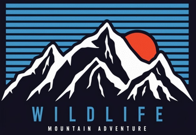 un poster per l'avventura in montagna selvaggia con una foto di una montagna