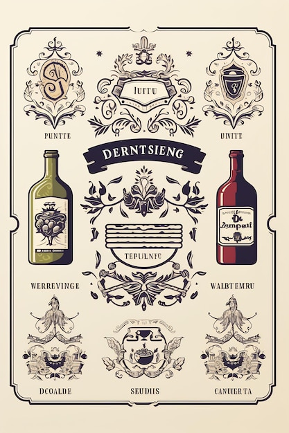 un poster per la collezione di vino bianco