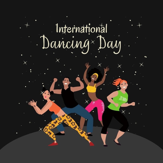 un poster per la danza internazionale che è su uno sfondo nero
