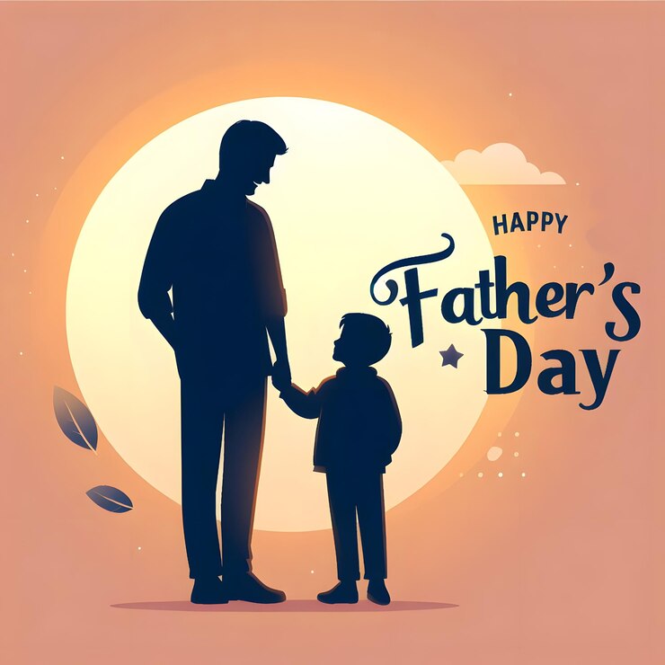 un poster per la Festa del Padre con un uomo e suo figlio