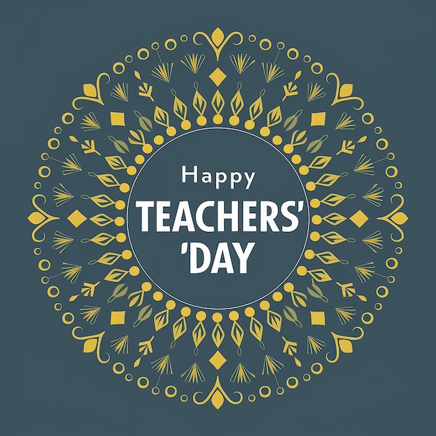 un poster per la Giornata degli Insegnanti con uno sfondo giallo con le parole "Felice Giornata agli Insegnanti"