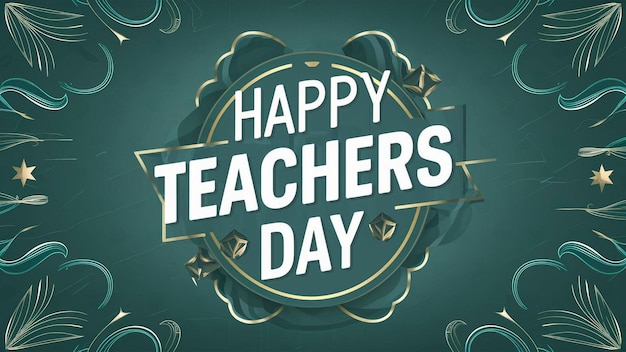 un poster per la Giornata degli insegnanti con uno sfondo verde e un nastro che dice felice Giorno degli insegnanti