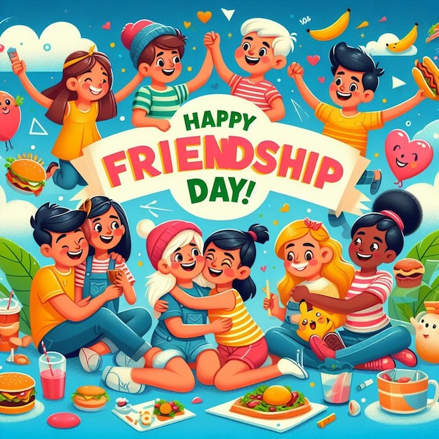 un poster per la giornata dell'amicizia con un felice giorno dell'amicia