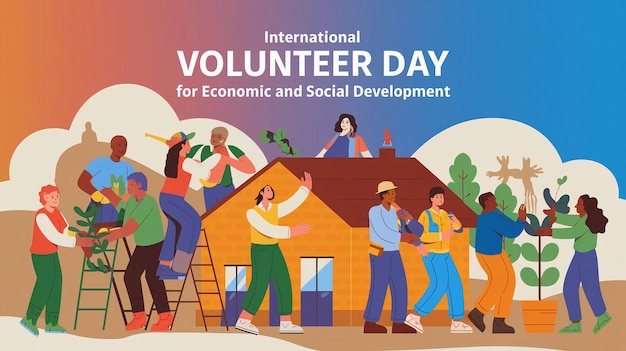 un poster per la giornata della comunità internazionale con le persone che ci lavorano