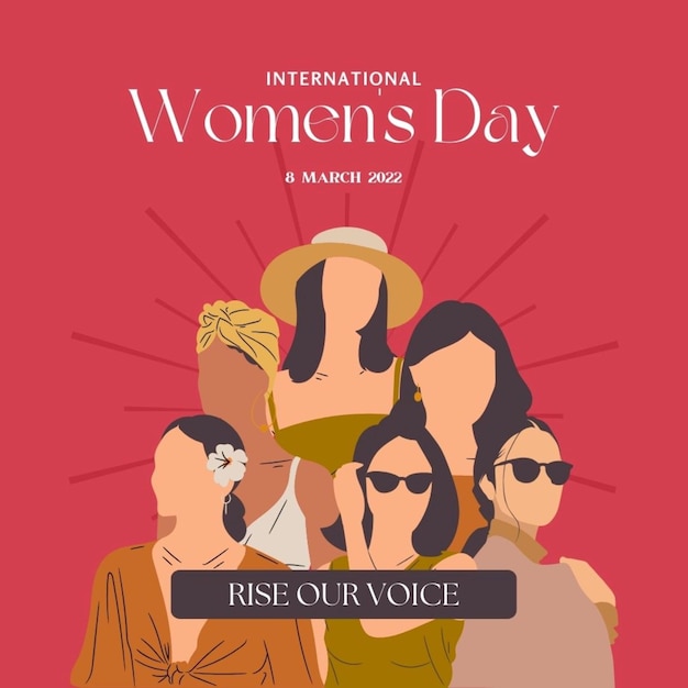 un poster per la Giornata della Donna con uno sfondo rosso