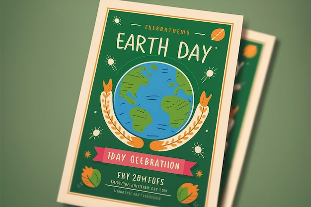 un poster per la Giornata della Terra è visualizzato su uno sfondo verde