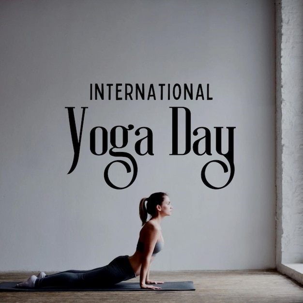 un poster per la Giornata Internazionale dello Yoga che dice Giorno Internazionale