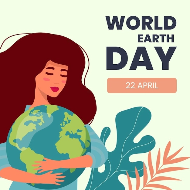 un poster per la giornata mondiale con una donna che tiene in mano un globo