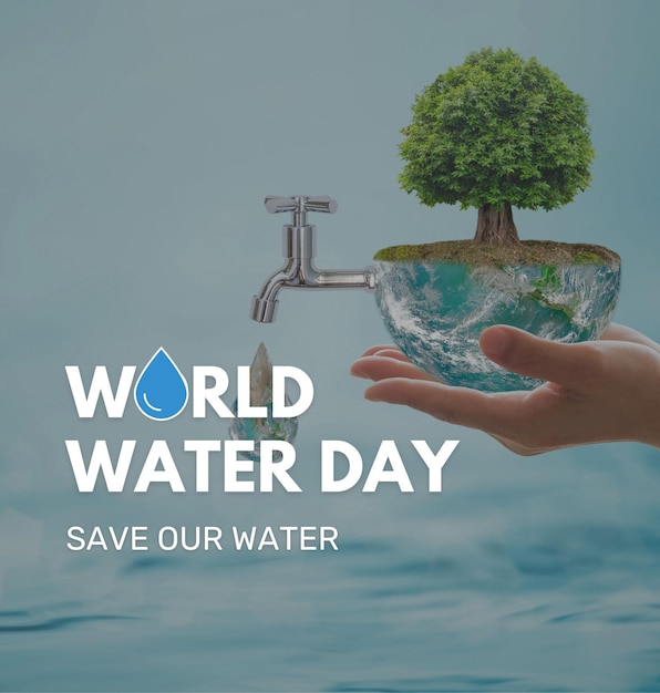un poster per la Giornata Mondiale dell'Acqua e un albero