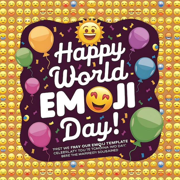Un poster per la Giornata Mondiale delle Emoji con molte facce