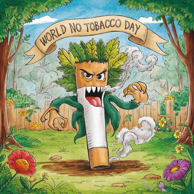 un poster per la giornata mondiale senza tabacco con una sigaretta dentro