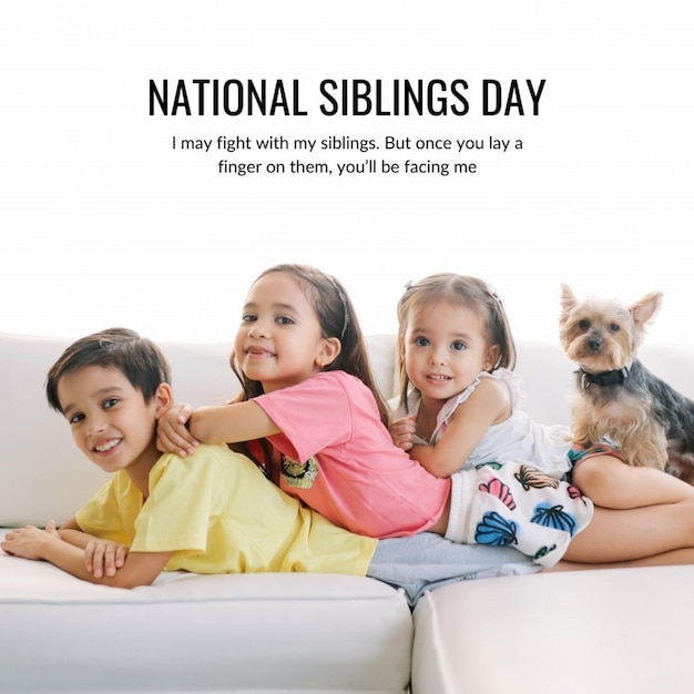 un poster per la Giornata Nazionale della Fratellanza con i bambini sul divano