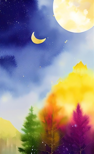 Un poster per la luna e gli alberi