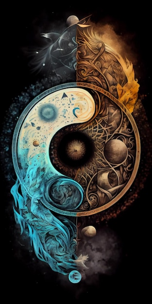 Un poster per lo yin yang e la parola yin yang