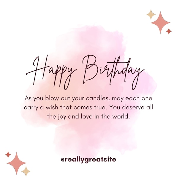 un poster per un buon compleanno con uno sfondo rosa e un testo che dice buon compleanno