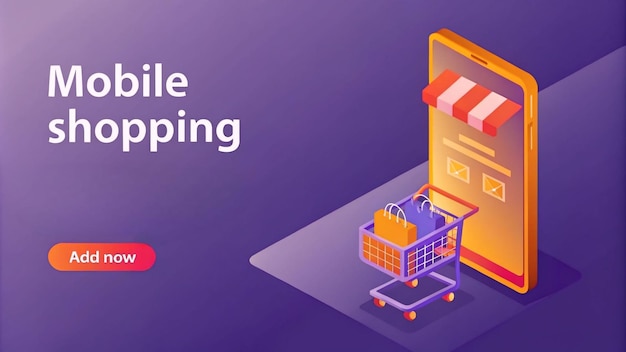 un poster per un carrello della spesa mobile che dice "quoting mobile shopping"