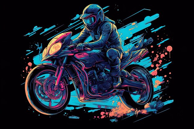 un poster per un corridore di motociclette con un casco sulla parte anteriore