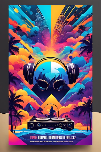 un poster per un film chiamato DJ e un tramonto